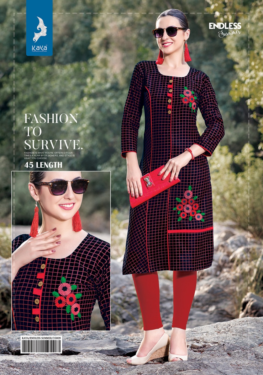 Kaya Design Endless Summer Print Embroidery Kurti Kaya Design Endless Summer Print Embroidery Kurti